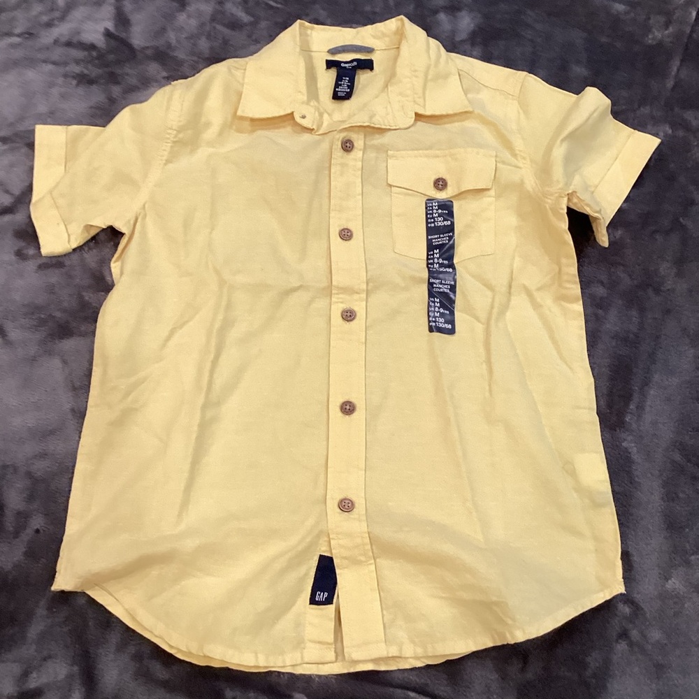 GAP Men's Casual Yellow Button Down Shirt
